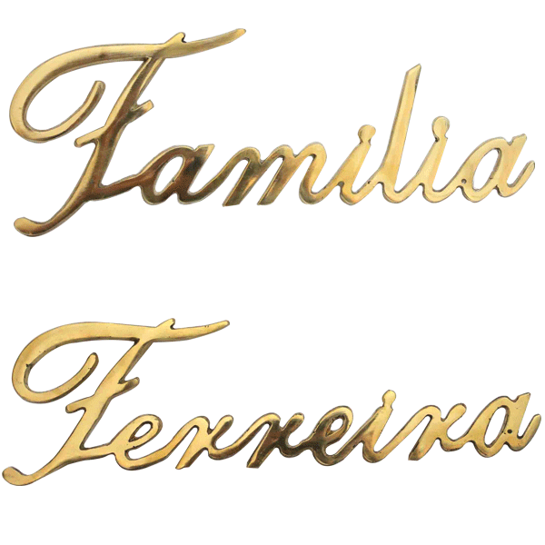 Manuscritos com nome Familia de Bronze - Fundição Campo Belo - Placas de Metal